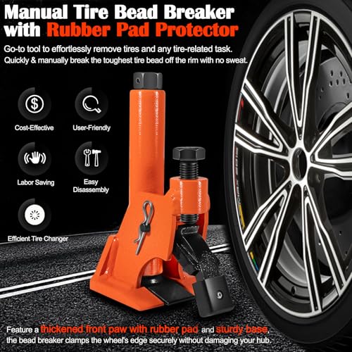 Manual Tire Bead Breaker with Rubber Pad Protector, 38"-42" Tires Changer Tool, Heavy-Duty Tire Bead Removal Tool Fits for Tires of ATVs, UTVs, Tractors, Trucks, Cars, RV, Golf Cart, Bus, Motorcycles