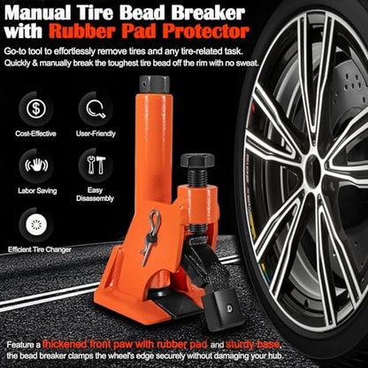 Manual Tire Bead Breaker with Rubber Pad Protector, 38"-42" Tires Changer Tool, Heavy-Duty Tire Bead Removal Tool Fits for Tires of ATVs, UTVs, Tractors, Trucks, Cars, RV, Golf Cart, Bus, Motorcycles