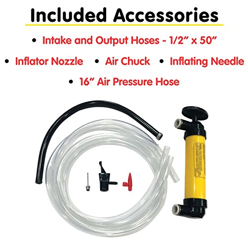Lumax LX-1345 Multi-Purpose Hand Transfer Pump Kit, Easy to Use, Highly Versatile Pump; Works for Fluid Transfer, Siphon and Air-inflation. Ideal for Handyman, Automotive, Marine, and Farm Use