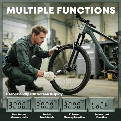 1/4 Torque Wrench Digital(1.1-22.2Ft.Lb) ±1% Average test accuracy Digital Torque Wrench 1/4 Drive with Buzzer and LED Flash Track Mode Torque Wrench Set with Bits & Sockets for Bike Moto Gunsmithing - size: 1/4" 1.1-22.2Ft.Lb Digital Torque Wrench Set