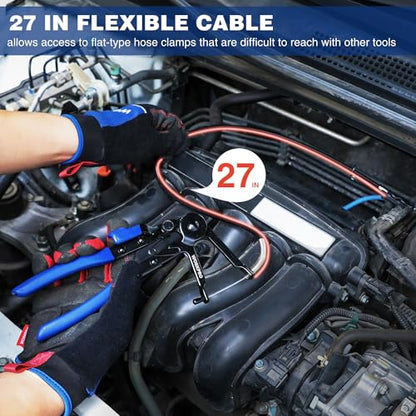 WORKPRO Flexible Hose Clamp Pliers | 27” Hose Clamp Tool Spring Clamp Pliers Automotive Clamp Removal Tool for Car Coolant Hose and Water Pipe