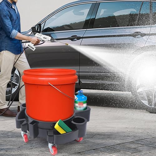 Bucket Dolly 360° Rotation Flexible Bucket Roller with 5 Universal Wheels, for Car Washing Car Beauty, Painting Assistance, Etc