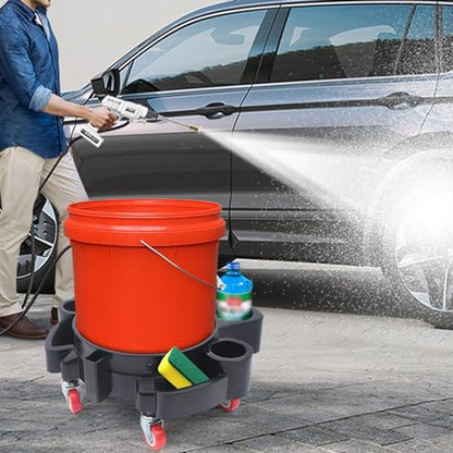 Bucket Dolly 360° Rotation Flexible Bucket Roller with 5 Universal Wheels, for Car Washing Car Beauty, Painting Assistance, Etc
