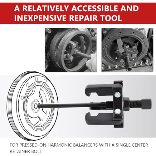 Harmonic Balancer Puller Kit, 3-Jaw Crankshaft Damper Pulley Removal Tool | Crankshaft Damper Removal Tool for Tight Engine Compartments, Fits Chevy LS, GM, Chrysler, Ford, Cadillac, Mitsubishi