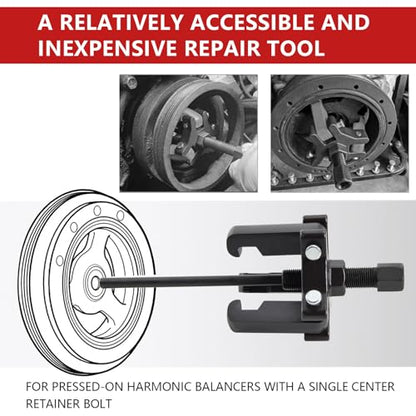 Harmonic Balancer Puller Kit, 3-Jaw Crankshaft Damper Pulley Removal Tool | Crankshaft Damper Removal Tool for Tight Engine Compartments, Fits Chevy LS, GM, Chrysler, Ford, Cadillac, Mitsubishi