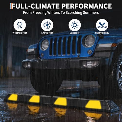 2 Pack 72" Heavy Duty Rubber Parking Curb – 55,000 lb Capacity Wheel Stopper with Reflective Stripes for Garage, Driveway & Truck Parking Protection