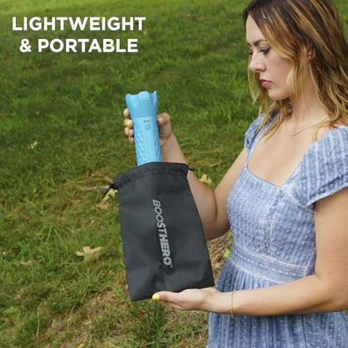 BoostHero Portable Car Battery Jump Starter, 6,000mAh Power Bank, LED Flashlight, with Smart Jumper Cables for up to 6.0L Gas/4.0L Diesel Engines (Blue) - color: Blue