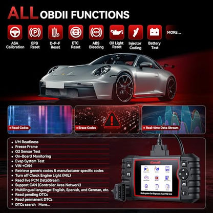 iCarsoft P700 V2.0 Diagnostic Scanner for Porsche from 1996 to 2025 9 Essential Services Full System Diagnosis Scan OBD2 Code Reader Battery/O2 Sensor/EVAP Test AutoVIN Lifetime Free Software Update - style: P700 V2.0 for Porsche
