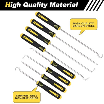 Aleric 8 Pieces Pick and Hook Tools Set, Precision Automotive Pick Tool for Car Auto Oil Seal, Pick Set Mechanic, Picks Tool Set to Remove Hoses and Gaskets, Pick Hooks Puller Remover Kit