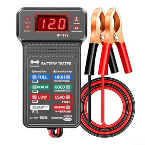 Car Battery Tester, 12V Digital Automotive Battery Tester with LCD Display, Battery Load Tester, Alternator Analyzer for Cars Motorcycles Trucks