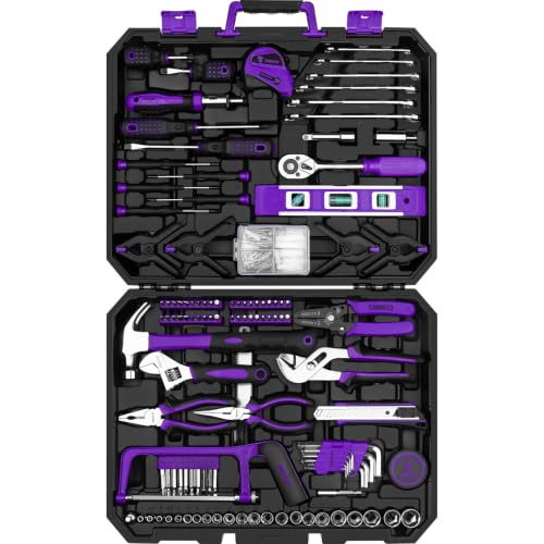DEKOPRO Tool Set: 228 Piece Home Tool Kit, Household Basic Repair Tool Set Comes with Storage ToolBox, Socket Wrench Set for Car, Hand Tool Box Set for Home - Purple - color: Purple