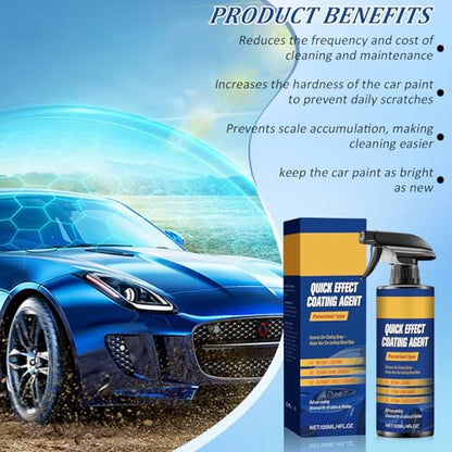 Advanced Car Quick-Acting Coating Agent Spray, Scratch Wax Polish Waterless Wash, Quick Effective Coating Spray, Car Coating Sprays Cleaning Kit, Oil Film Emulsion Glass Cleaner