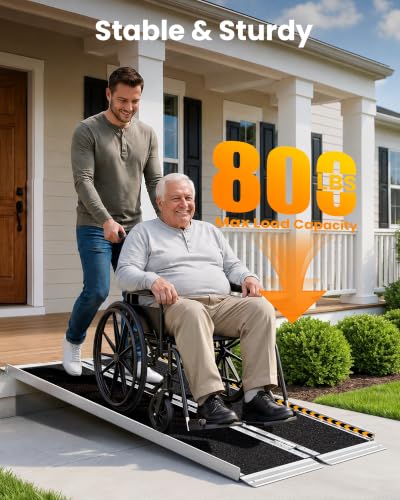 Wheelchair Ramp 4FT, gardhom 800 Lbs Aluminum Portable Folding Handicap Ramp Wheel Chair Ramp for Home Steps Threshold Doorways Stairs Curbs Scooter - size: 4 Foot (Pack of 1)