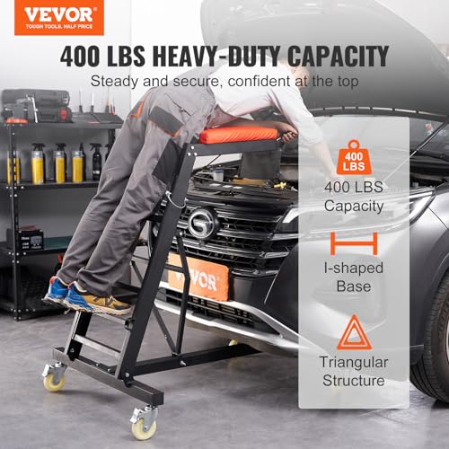 VEVOR Top Automotive Creeper, with Adjustable Height 49.6" to 75.6", 400 LBS Capacity High Creeper, 4 Swivel Caster Wheels, Heavy Duty Creeper for Auto Repair and Maintenance - size: 48-76 inch, style: I