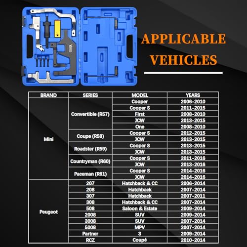 Camshaft Alignment Timing Tool Kit, Engine Locking Timing Tool Compatible with BMW Mini Cooper R55 R56 R57 R60 N12 N13 N14 N16 N18 Peugeot 1.4 1.6, 117 440, 119 340, 119 590, 496 709 - size: 13Pcs Set for N12 N13 N14 N16 N18