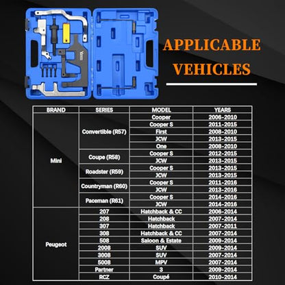Camshaft Alignment Timing Tool Kit, Engine Locking Timing Tool Compatible with BMW Mini Cooper R55 R56 R57 R60 N12 N13 N14 N16 N18 Peugeot 1.4 1.6, 117 440, 119 340, 119 590, 496 709 - size: 13Pcs Set for N12 N13 N14 N16 N18