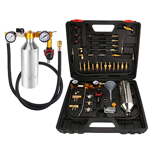 X AUTOHAUX Automotive Non Dismantle Fuel Injector Cleaner Cleaning Tool Kit & Tester Fuel System Air Intake System with Carrying Case for Petrol Car