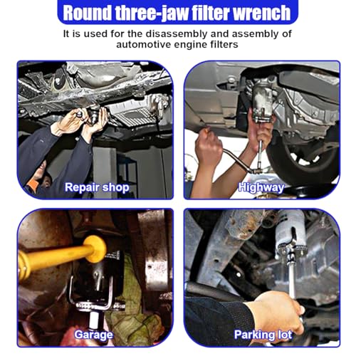 Universal Adjustable Oil Filter Wrench from 2.7" to 5.4", 3 Jaws Oil Filter Removal Tool, Heavy Duty Car Filters Wrench Set Set for Cars, Trucks, Tractor