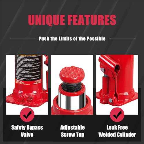 Big RED Welded Car Bottle Jack with Vertical and Horizontal Usage: Capacity 10 Ton (20,000 LBs), Red - size: 10 Ton (20,000 LBs), style: Muti-position