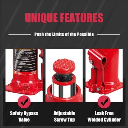 Big RED Welded Car Bottle Jack with Vertical and Horizontal Usage: Capacity 10 Ton (20,000 LBs), Red - size: 10 Ton (20,000 LBs), style: Muti-position