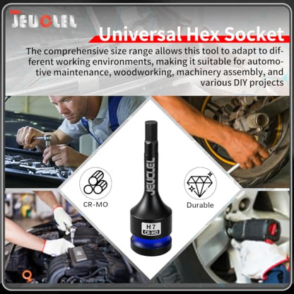 7mm Hex Impact Bit Socket, H7 1/2" Drive Allen Socket, Cr-Mo Steel | 3-Inch, Lengthen Hex Screwdriver Adapter for Electric Ratchet Wrenches Fastening Screws, Socket Wrench, Head Drill - size: 1PC | H7 7MM