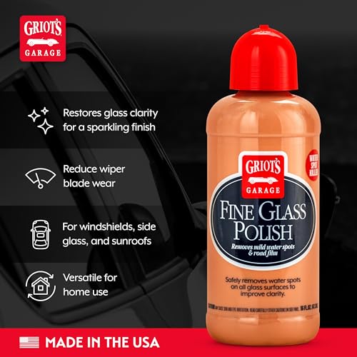 Griot's Garage Fine Glass Polish, Car Window, Windshield Polishing Cleaner for Automotive and Home, Removes Stains and Water Spots, 11017, 16 oz