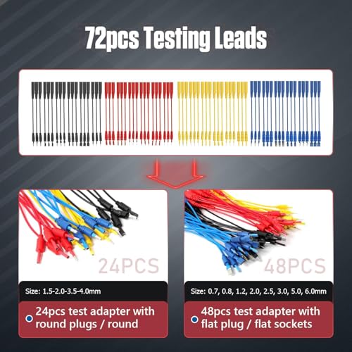 Multimeter Test Leads Kit 114PCS Multimeter Leads Kit Multi Function Electrical Back Probe Kit Efficient Automotive Circuit Test Leads Kit Relay Wire Terminal Test Diagnostic Tool with Wire Breaker - size: 114PCS Multimeter Test Leads