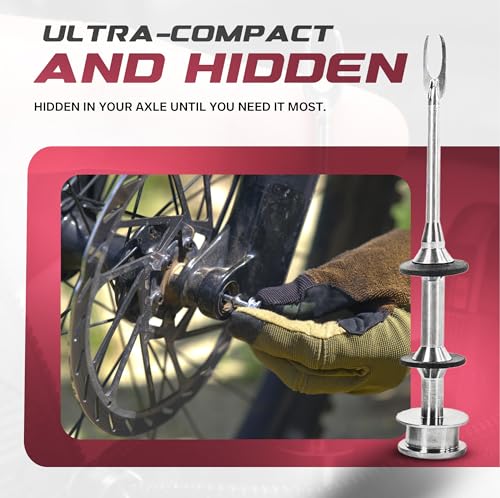 Every Rider's Must Axle Held Tire Plug MTB Tubeless Tire Repair Kit - Bike Tire Plug Tool Stores in Front Thru-Axle - Fast Tire Plugging Kit - Stainless Steel - 5 Plugs - USA