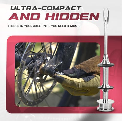 Every Rider's Must Axle Held Tire Plug MTB Tubeless Tire Repair Kit - Bike Tire Plug Tool Stores in Front Thru-Axle - Fast Tire Plugging Kit - Stainless Steel - 5 Plugs - USA