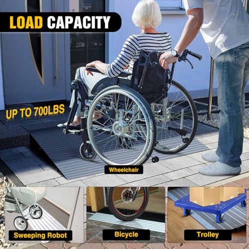 Nilight Door Threshold Ramp, 4" Rise Portable Aluminum Wheelchair Door Entry Ramps for Sheds Doorways Home Steps - size: 4" Rise