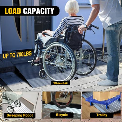 Nilight Door Threshold Ramp, 4" Rise Portable Aluminum Wheelchair Door Entry Ramps for Sheds Doorways Home Steps - size: 4" Rise