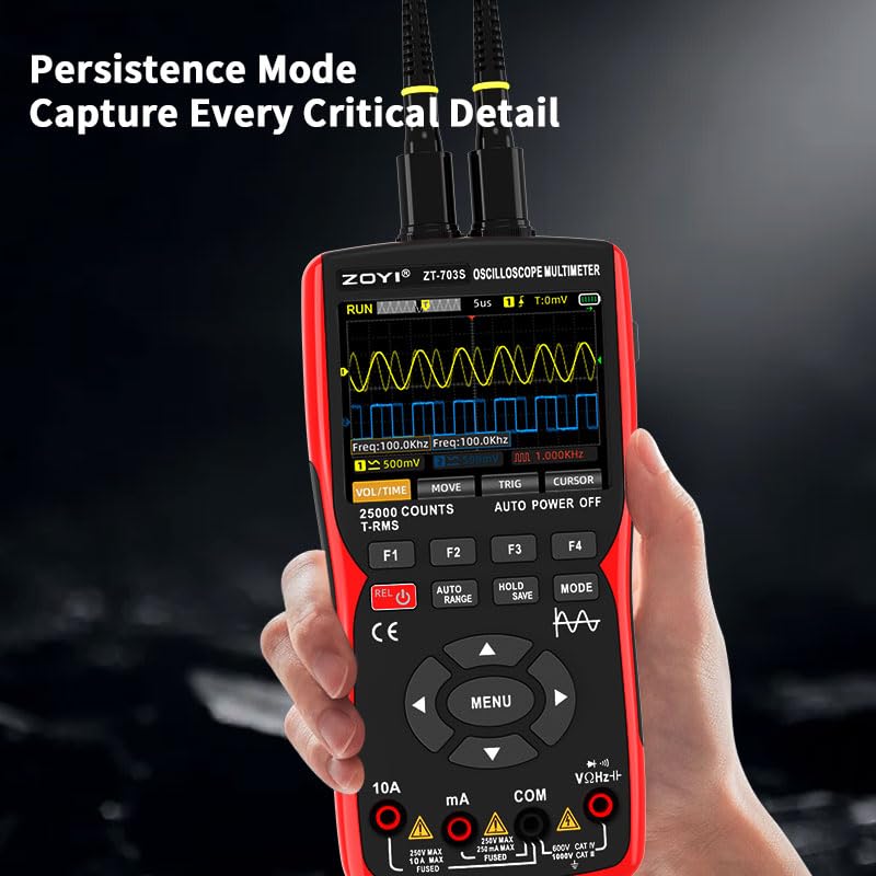 3 in 1 Handheld Oscilloscope Automotive Dual Channel 50MHz with Digital Multimeter and Signal Generator