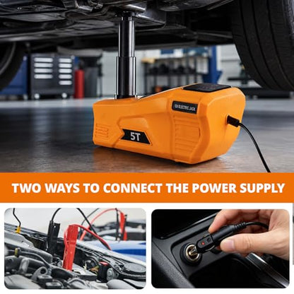 Electric Car Jack Kit 5 Ton 12V Floor Jack Portable Hydraulic Car Jack with Impact Wrench and Tire Inflator Pump for SUV Sedans Tire Change with LED Light, Lifting Height 4.7 to 18 Inch