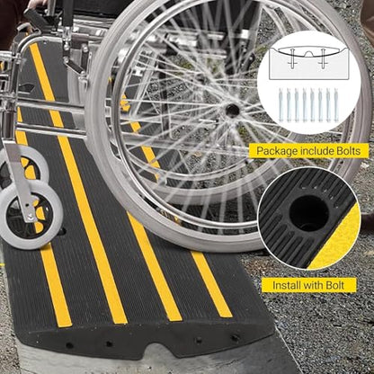 Rubber Driveway Gutter Slope Ramp 48in 2Pack - Rubber Curb Ramps for Driveway, Low Profile Design for Cars, Water Channel for Drainage, Perfect for Driveway Thresholds