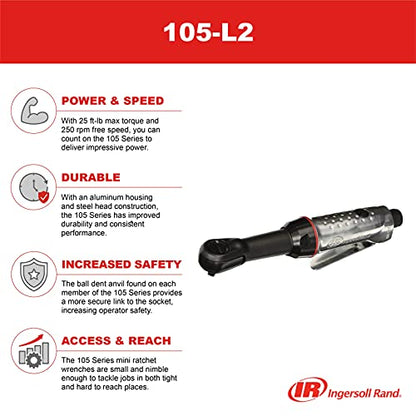 Ingersoll Rand 105-L2 1/4" Air Ratchet, Extended Length - size: 1/4" Drive, style: Extended Length