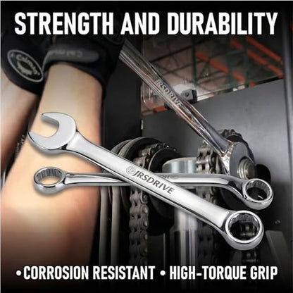Jumbo Combination Wrench Set, 6 Piece Metric Sizes 34 to 50 MM, Heavy Duty CR-V Steel Construction, Industrial Grade Spanner Kit for Automotive, Workshop & Mechanical Use E-2004J_MM