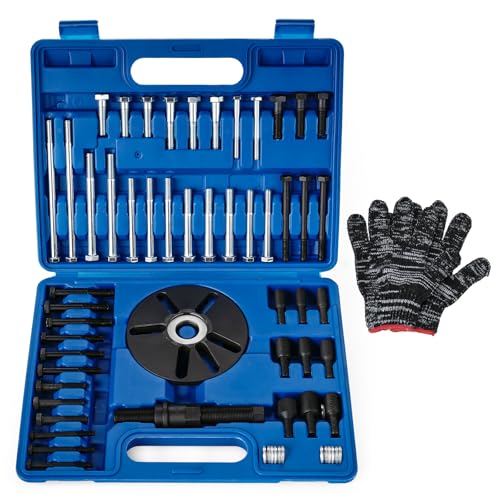 59 Pcs Harmonic Balancer Puller & Installer Set, Flywheel Remover, Crankshaft Pulley Removal & Steering Wheel Pulling Tool Kit, Compatible with Buick Regal Lacrosse GL8