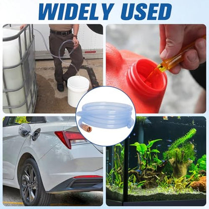 wadoy Shaker Siphon Hose 1/2",Gas Siphon Pump for Gasoline, safety siphon | 10FT Self-Priming Copper Valve, Extended PVC Hose for Gasoline, Diesel and Water, Ideal for Gas Cans, Boat and Lawn Equipment - size: 10FT