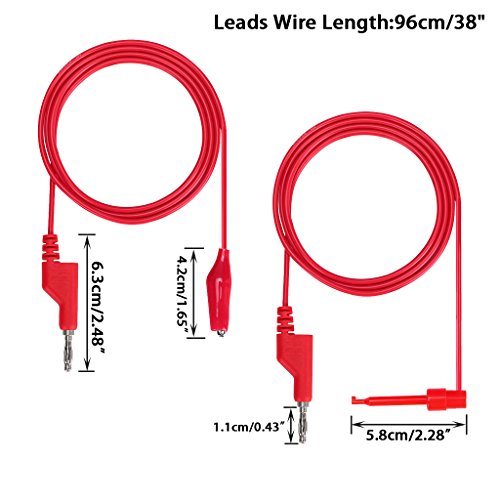 Sumnacon Multimeter Test Lead Set - Stackable Banana Plug to Test Hook, Banana Plug to Alligator Clips Test Cable Kit, Flexible Silicone Electrical Test Wire Leads with Protective - size: 3.3Ft/1M