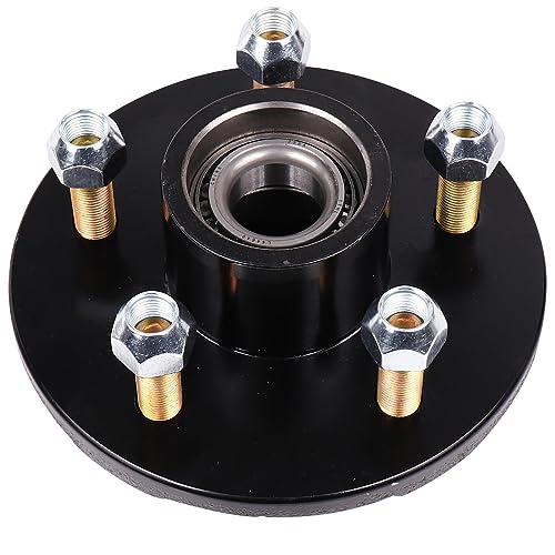 2-Pack 5 on 4.5 Trailer Hub Kit for 3500 lbs Axles, Pre-Installed Races with 1-3/8" & 1-1/16" Bearings, Rust-Resistant Wheel Hub Assembly for Boat Utility Trailers and Long Hauls - size: 5 on 4.5" 3500 lbs