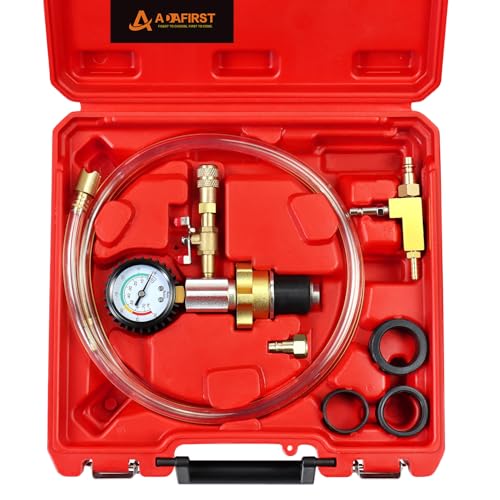 Automotive Radiator Coolant Vacuum Refill Tool Kit, Engine Cooling System Vacuum Purge & Fill Tool Set with Universal Adapters (O.D. 32mm 35mm 40mm 45mm) for Car SUV Truck Airlift, Red Case - color: Red Case