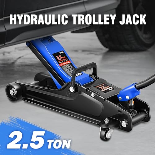 DNA Motoring Low Profile Hydraulic Trolley Service/Floor Jack, 2.5 Ton (5500 lbs) Capacity, Lifting Range 3.35"-15.16",Blue, TOOLS-00676-BL - color: Blue, style: 2.5 ton