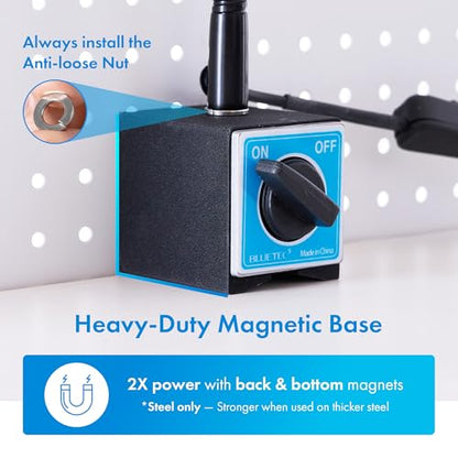 Magnetic LED Work Light with Magnifying Glass 23.5in Flexible Gooseneck for Sewing and Drill Press, 3400Lux 10.5W 110V