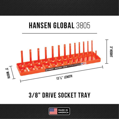 Hansen Global 92002 SAE & Metric, 2-Row Socket Tray Set - 6-Pieces, Orange - color: Orange