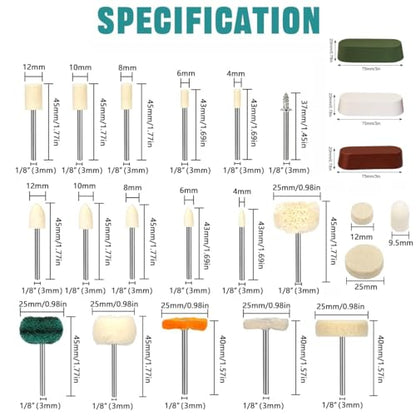 137PCS Buffing Wheel Polishing Kit Compatible with Dremel, with Polish Compound, Rotary Tool Accessories with 1/8" Shank, Abrasive Wheel Buffing Polishing Wire Brushes Wool Felt Cotton Mounted