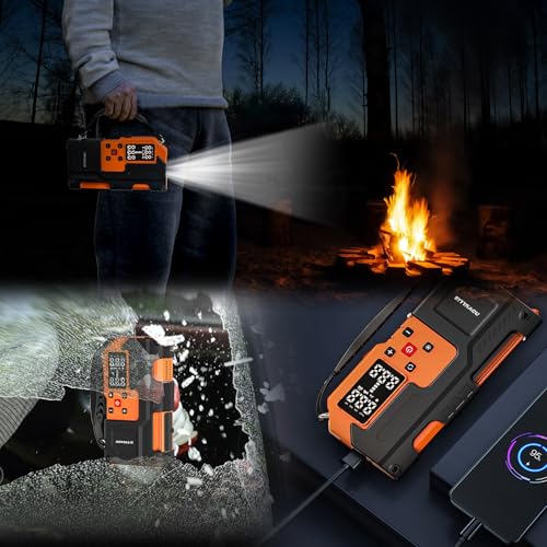 4000A Car Battery Jump Starter with Air Compressor 150PSI Portable Tire Inflator for Car 10000mAh Power Bank Emergency SOS LED Light Emergency Window Breaker Auto Shutoff 12V Battery Booster