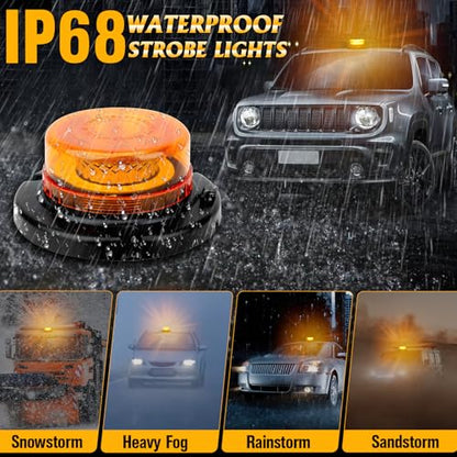 Remote Control Beacon Light, Rechargeable Wireless Amber Flashing Lights with Magnetic,15 Modes, High Low Brightness for Snowplow Tow Work Trucks Tractor - color: Amber