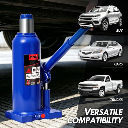 DNA Motoring 6 Tons / 12000 lbs Lifting Automotive Welded Hydraulic Bottle Jack for Car SUV Pickup Truck, Auto Repair, with Manual Handle & Carrying Storage Case, Blue - color: blue, style: 6 ton