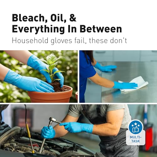 Raxwell Disposable Nitrile Gloves - Heavy Duty Cleaning Gloves - Elbow-Length Dishwashing & Kitchen Use - Chemical Resistant - size: Large, style: 50 Count