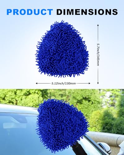 5 Pack Microfiber Pads, Upgraded High-Density Chenille Replacement Heads Cover for Windshield Cleaner Tools, Car Windshield Cleaner Pads, Fit for Window Reach Tool, Handle Not Included (Blue) - color: Chenille Triangle (Blue)